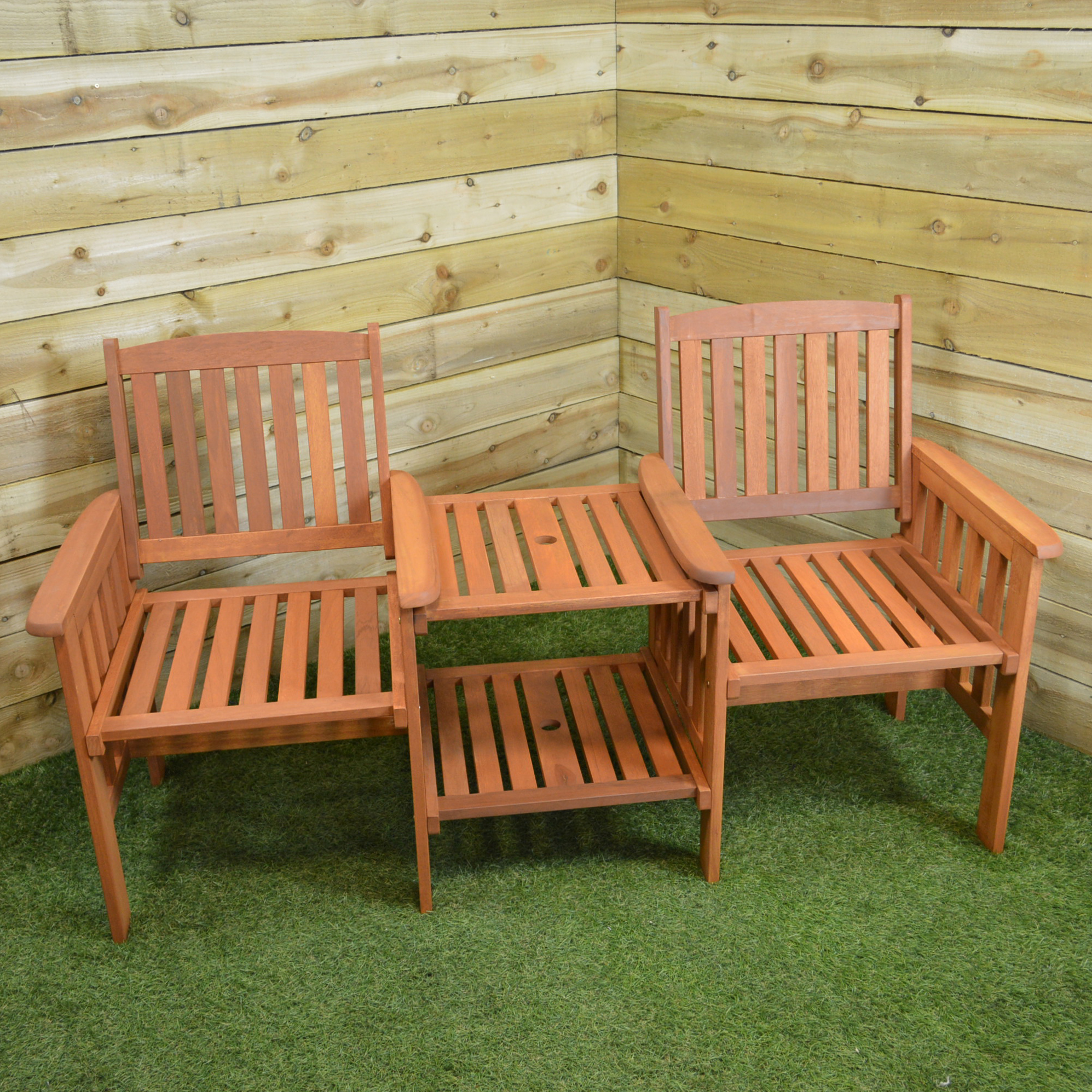 Hardwood Wooden Garden Furniture Tete-A-Tete Garden Seat ...