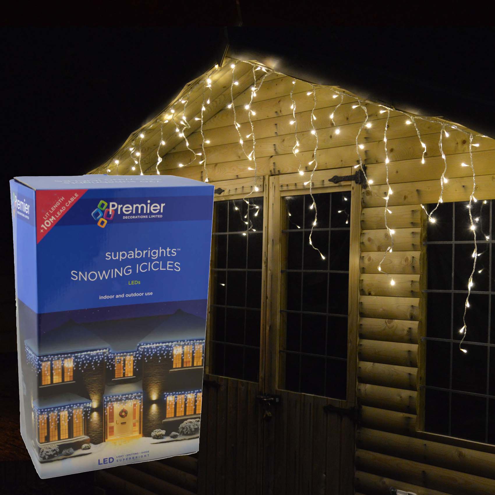 4 4m Premier 180 Led Outdoor Snowing Icicle Lights Warm 4 4m Premier 180 Led Outdoor Snowing Icicle Lights Warm White