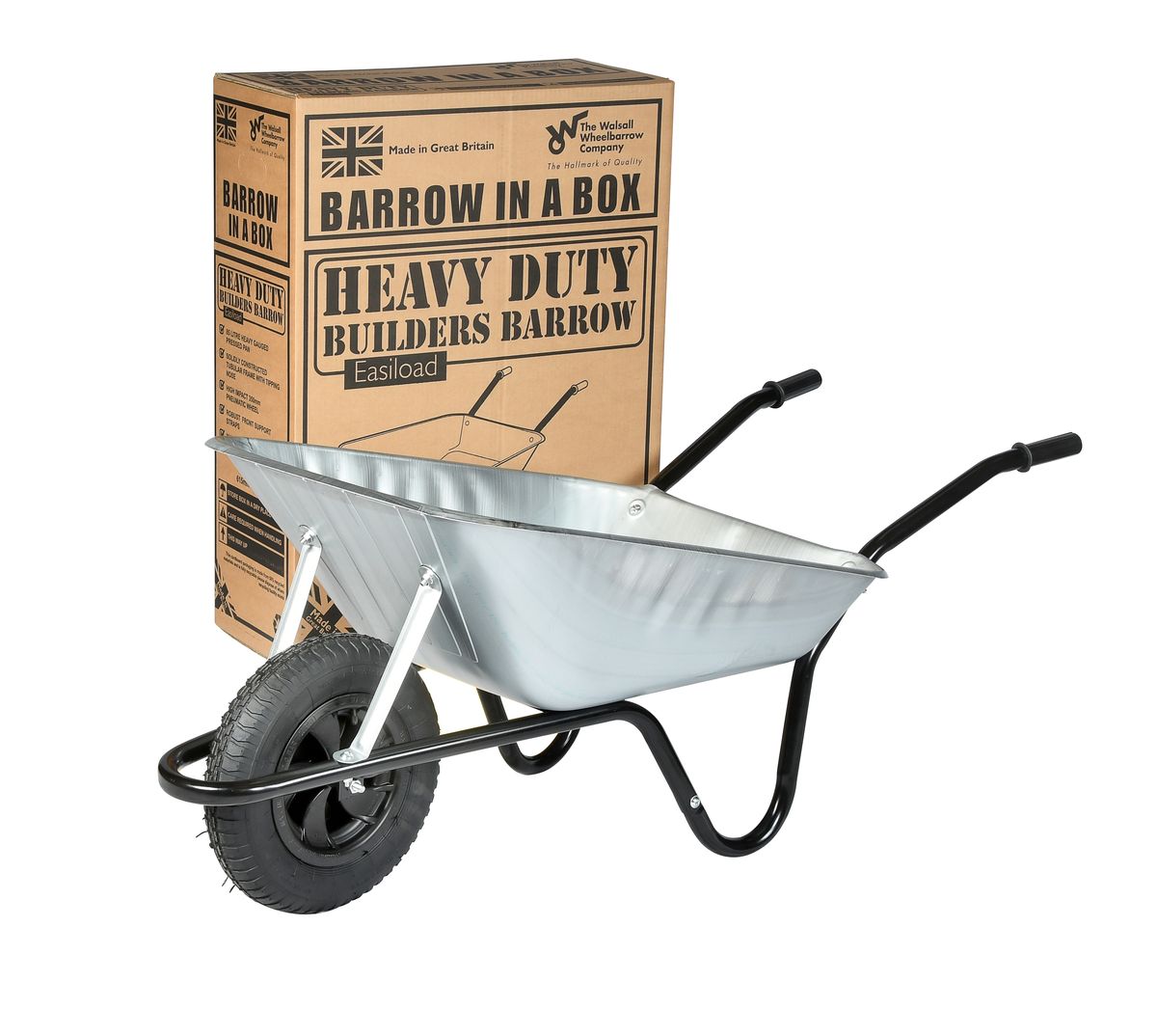 85 Litre Heavy Duty Builders Wheelbarrow Galvanised Pneumatic Wheel