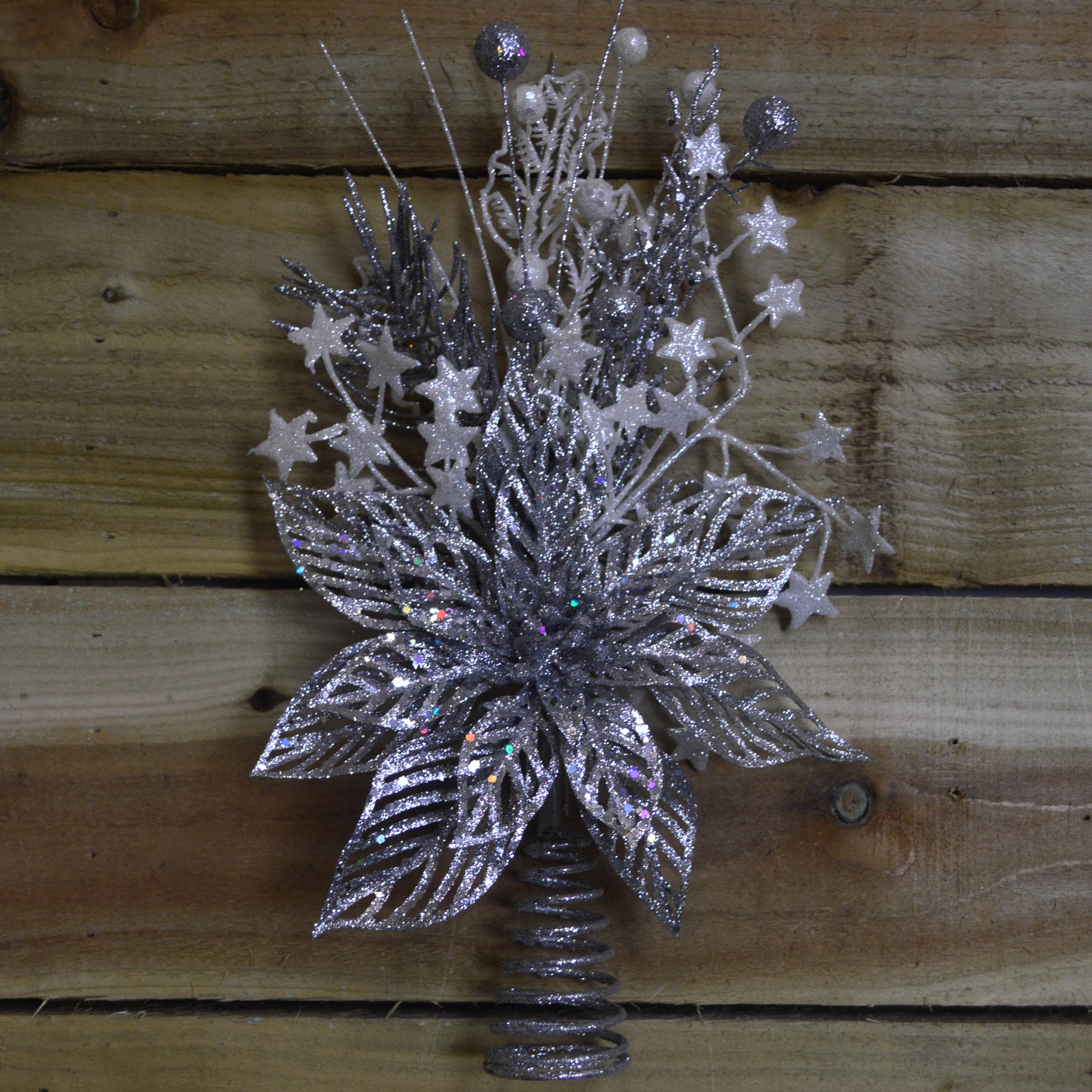 33cm Beautiful Floral Christmas Tree Topper by Premier Decorations
