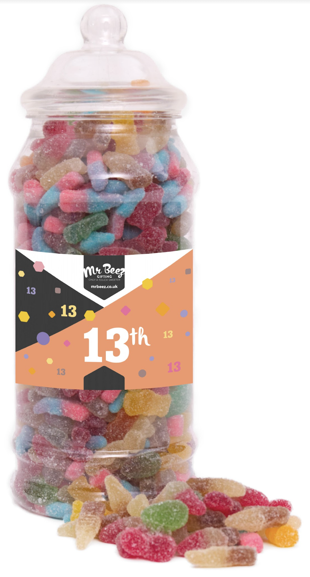 Happy 13th Birthday Sweet Gift Jar Fizzy Tangy Mix Medium or Large Mr Beez - Picture 2 of 3