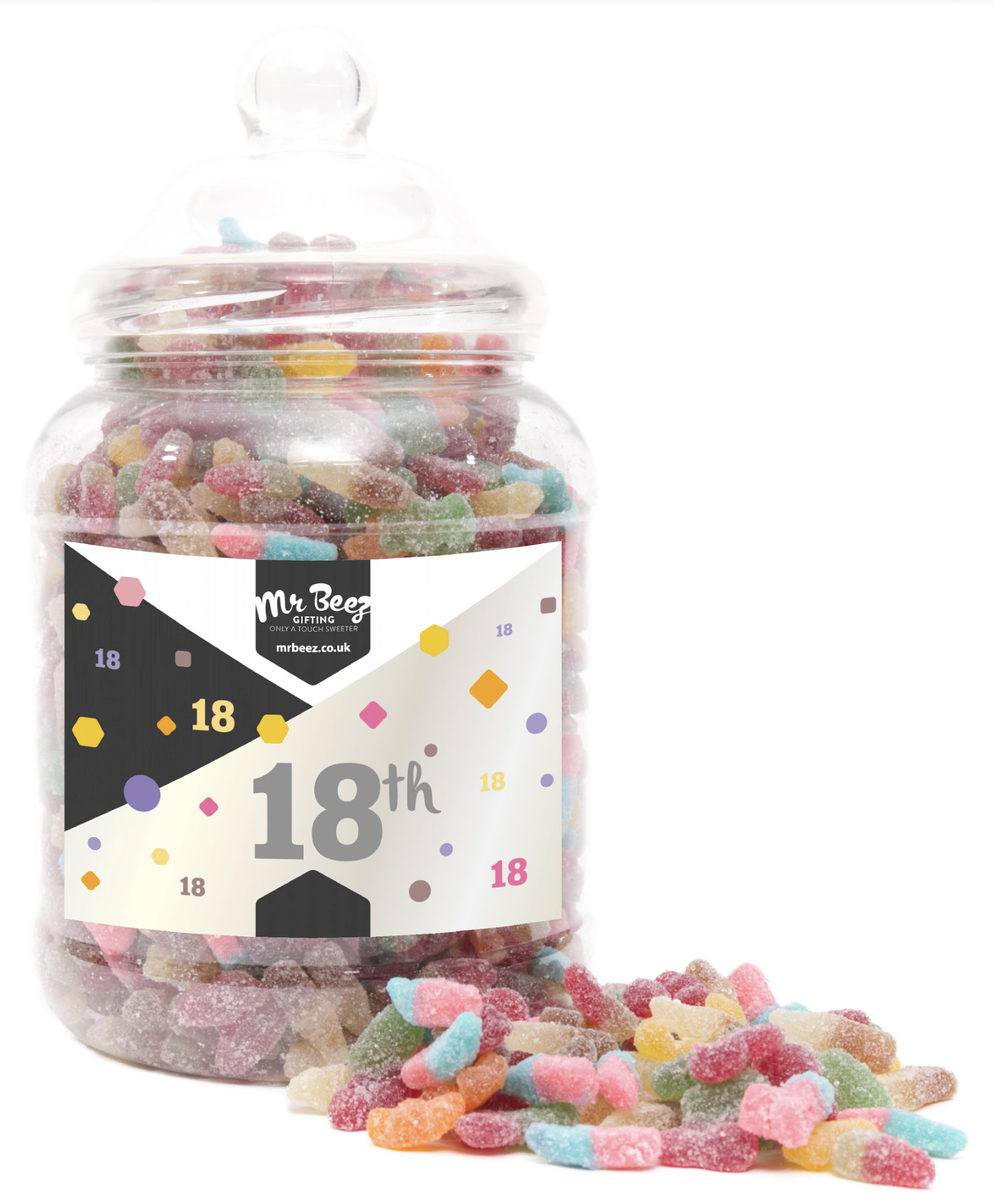 Happy 18th Birthday Sweets Gift Jar Fizzy Tangy Mix Medium or Large Mr Beez - Picture 2 of 3