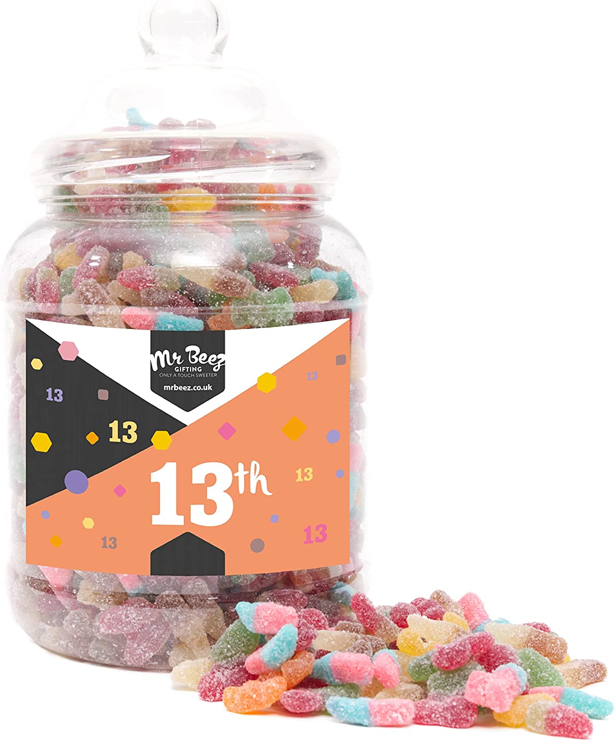 Happy 13th Birthday Sweet Gift Jar Fizzy Tangy Mix Medium or Large Mr Beez - Picture 3 of 3