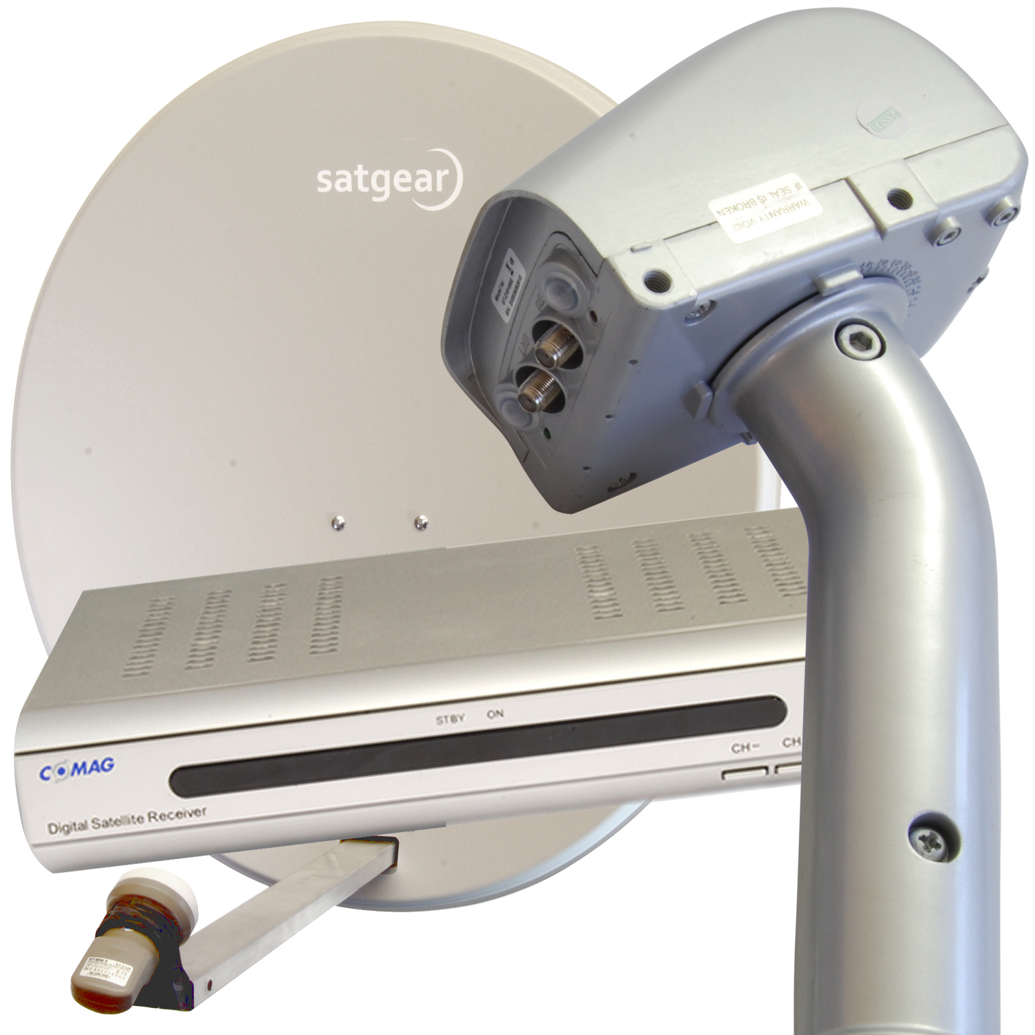 80cm Motorised Satellite Dish & Receiver Kit OffWhite 5060308356419