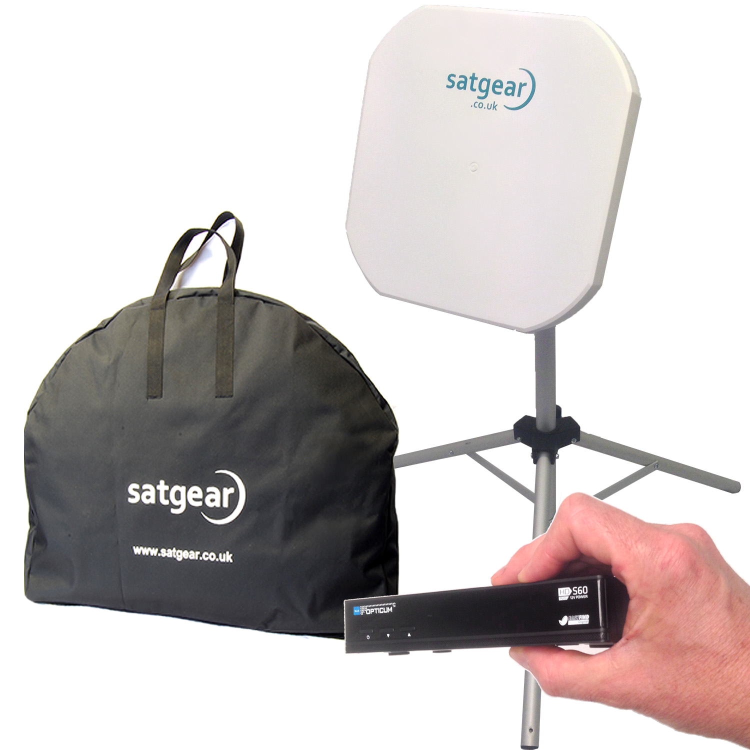 Satgear Premium Flat EASYFIND Portable Satellite Dish Travel TV Kit +HD