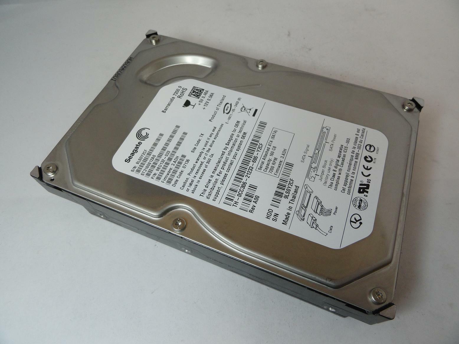 Seagate Dell 160GB SATA 7200rpm 3.5in HDD ( ST3160812AS 9BD132-033 0CC306 )  USED
