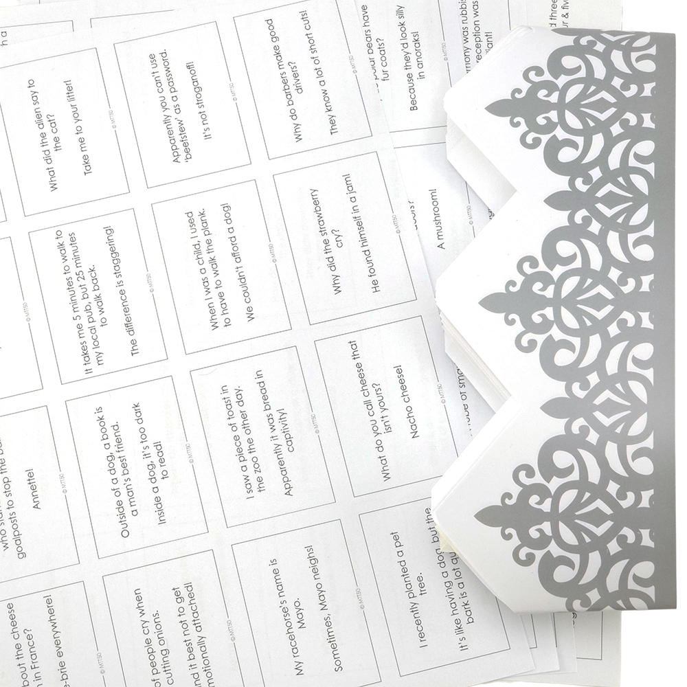 Silver Adjustable Paper Hats, Jokes & Optional Snaps DIY Cracker Accessory Pack - Picture 6 of 7