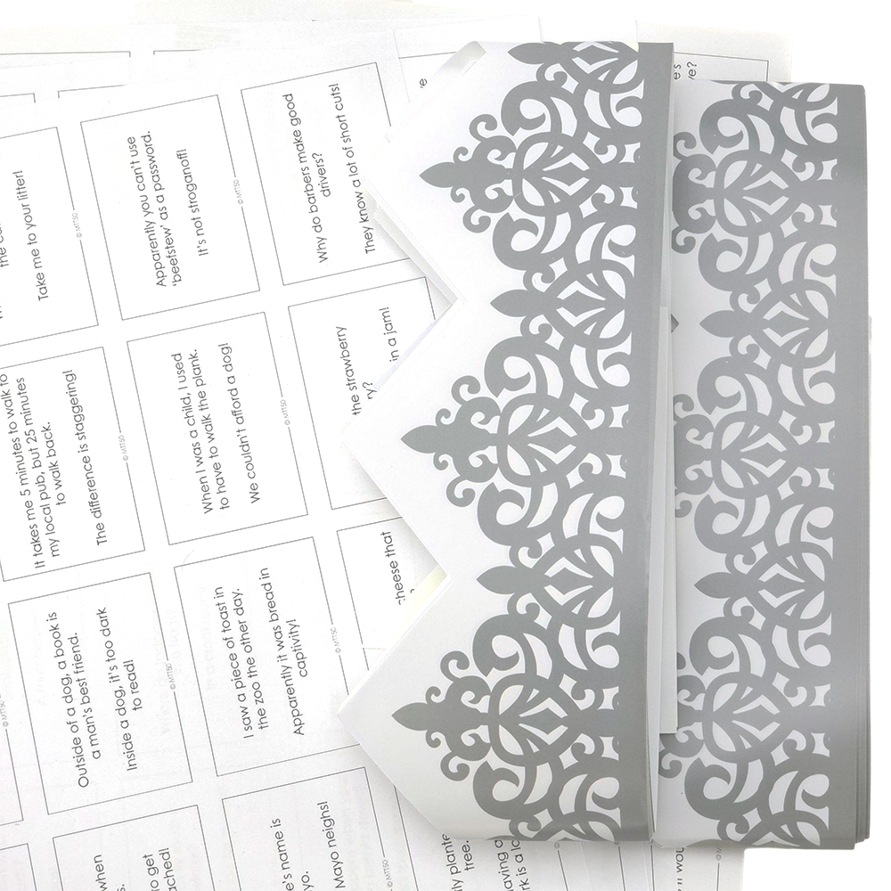 Silver Adjustable Paper Hats, Jokes & Optional Snaps DIY Cracker Accessory Pack - Picture 7 of 7