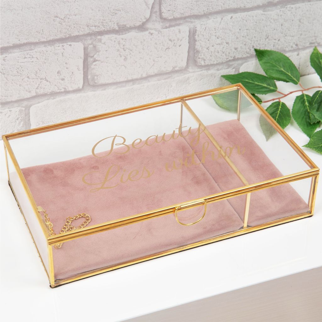 pink glass jewellery box
