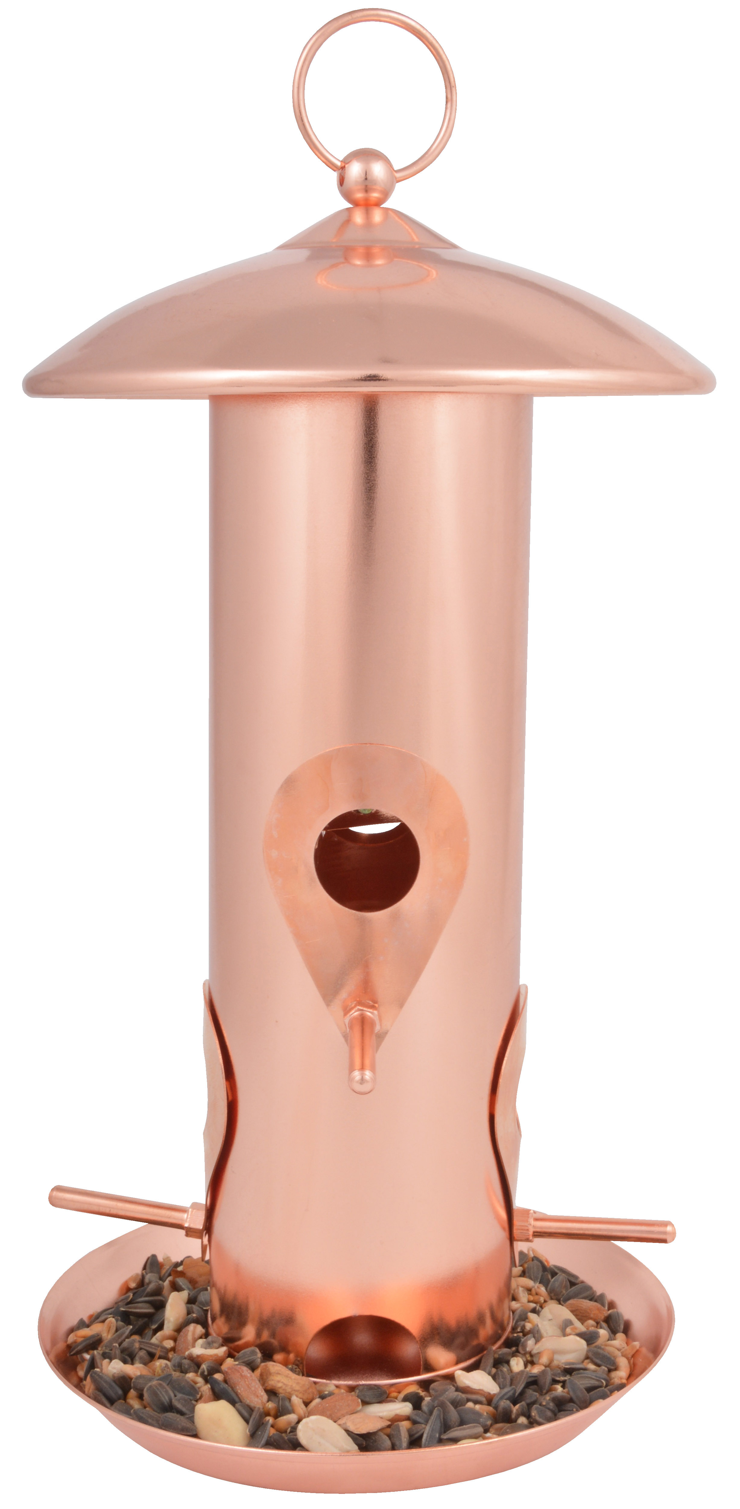 Hanging Metal Bird Seed Nut Feeder Silo Large Copper Style Heavy Duty