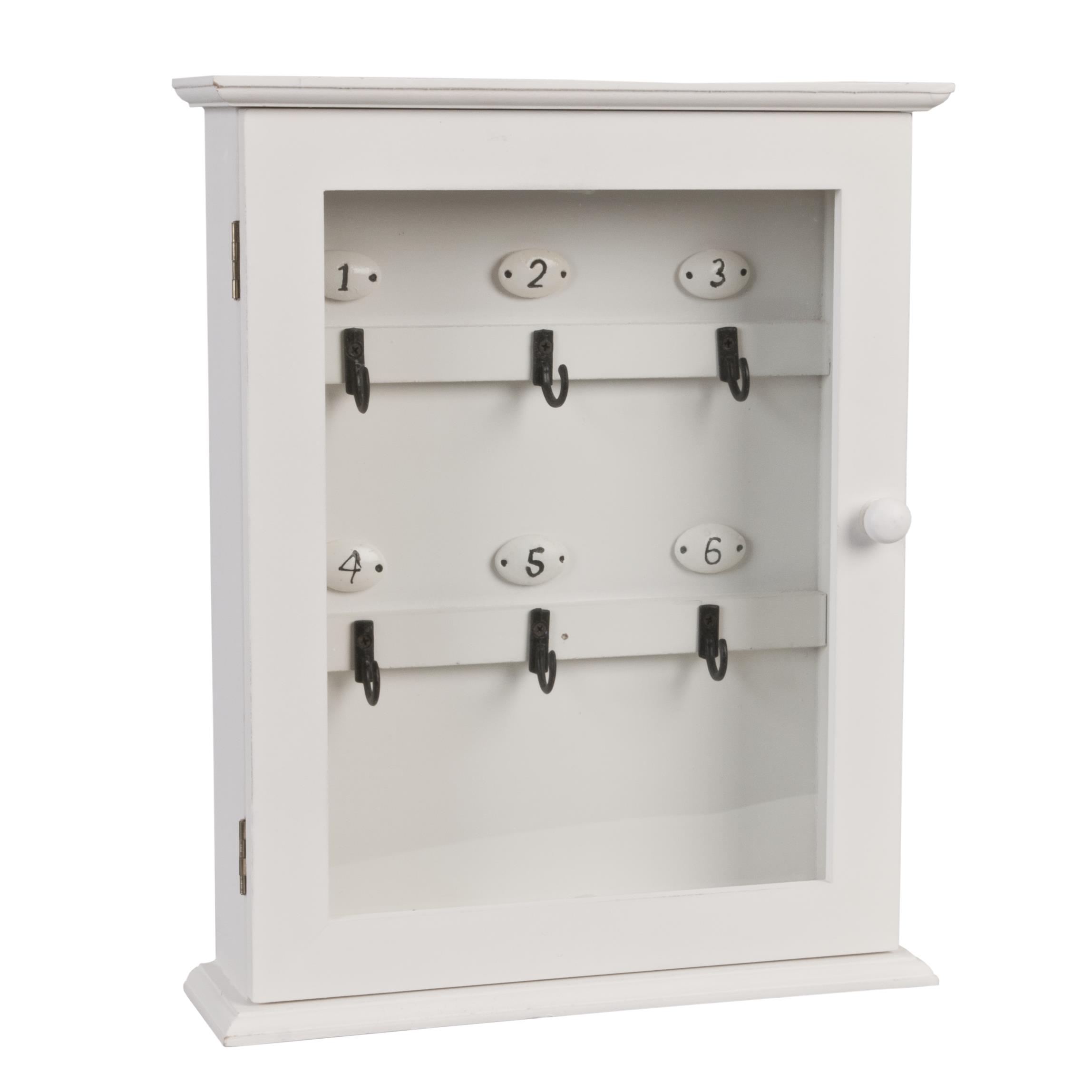 White Wooden Key Box Holder Cabinet Freestanding Glass Key Box Ebay