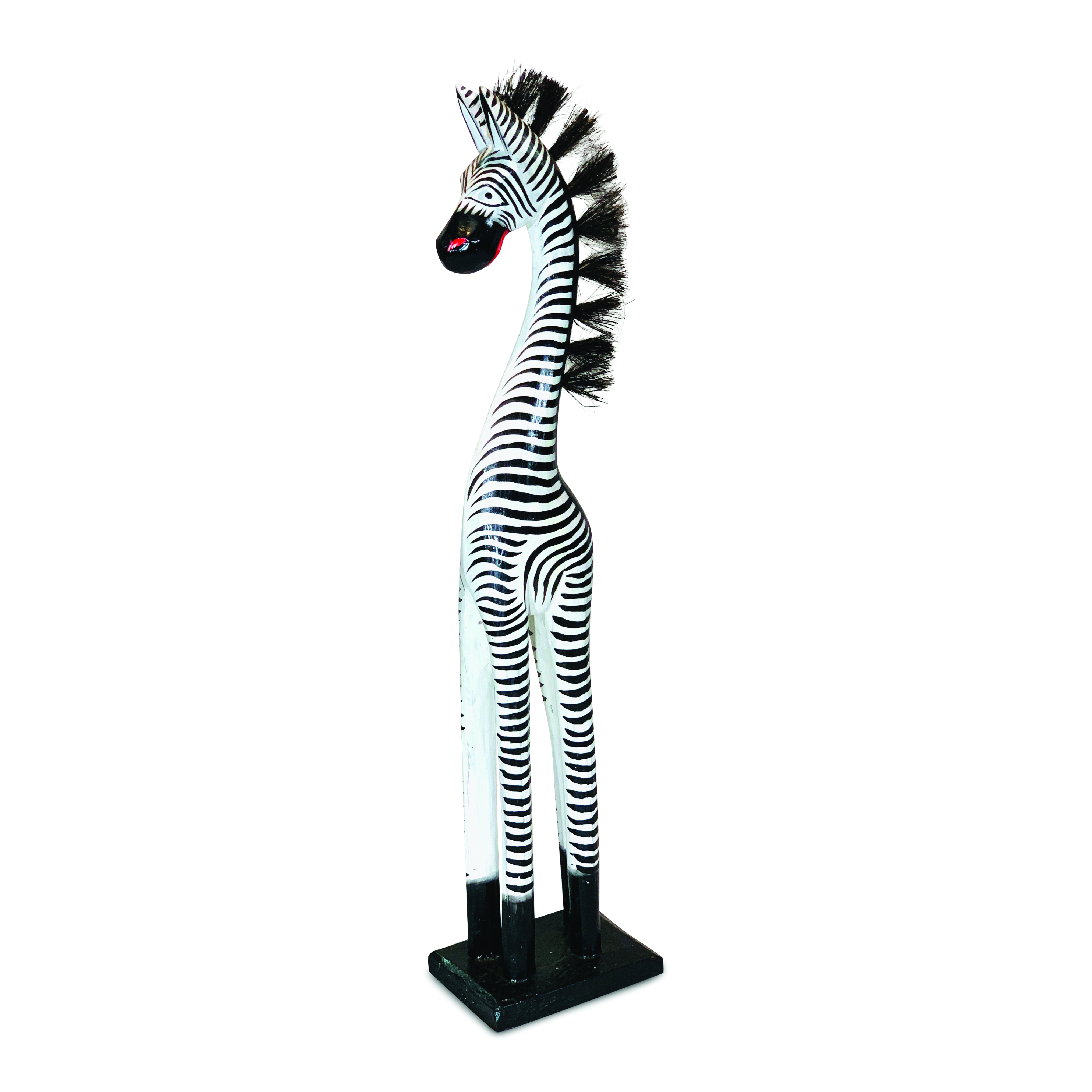 Hand Carved Painted Wooden Black White Zebra Sculpture Ornament Statue