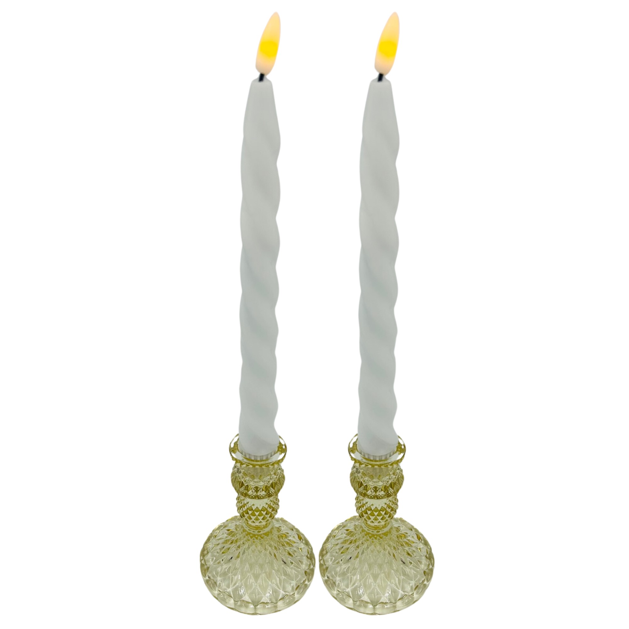 Pale Glass Collection Small Candlestick Candle Holder Set of 2 - Various Colours