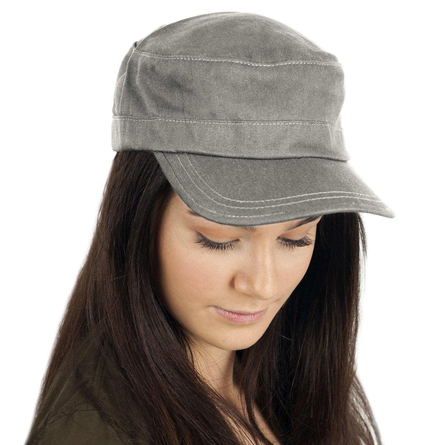 thumbnail image 2 of Oilskin Hat Unisex Classic Military Hats , Adjustable Cotton Army Cap, Vintage Flat Top Outdoors Baseball Caps For Men And Women Green Baseball Cap 2 of 12