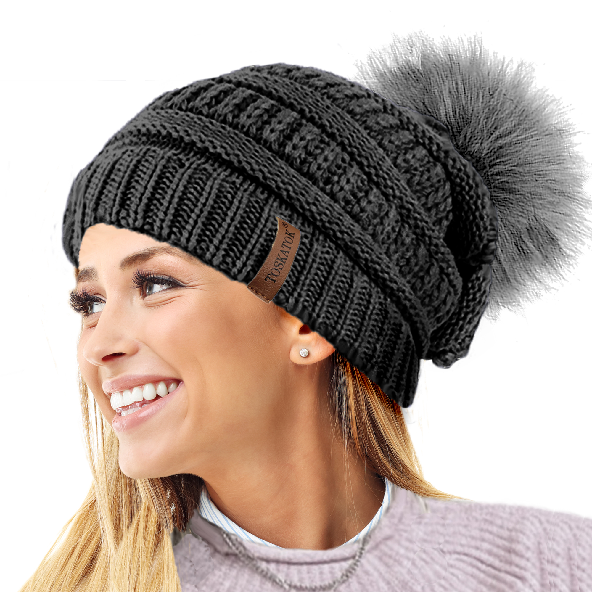 ladies faux fur bobble hat