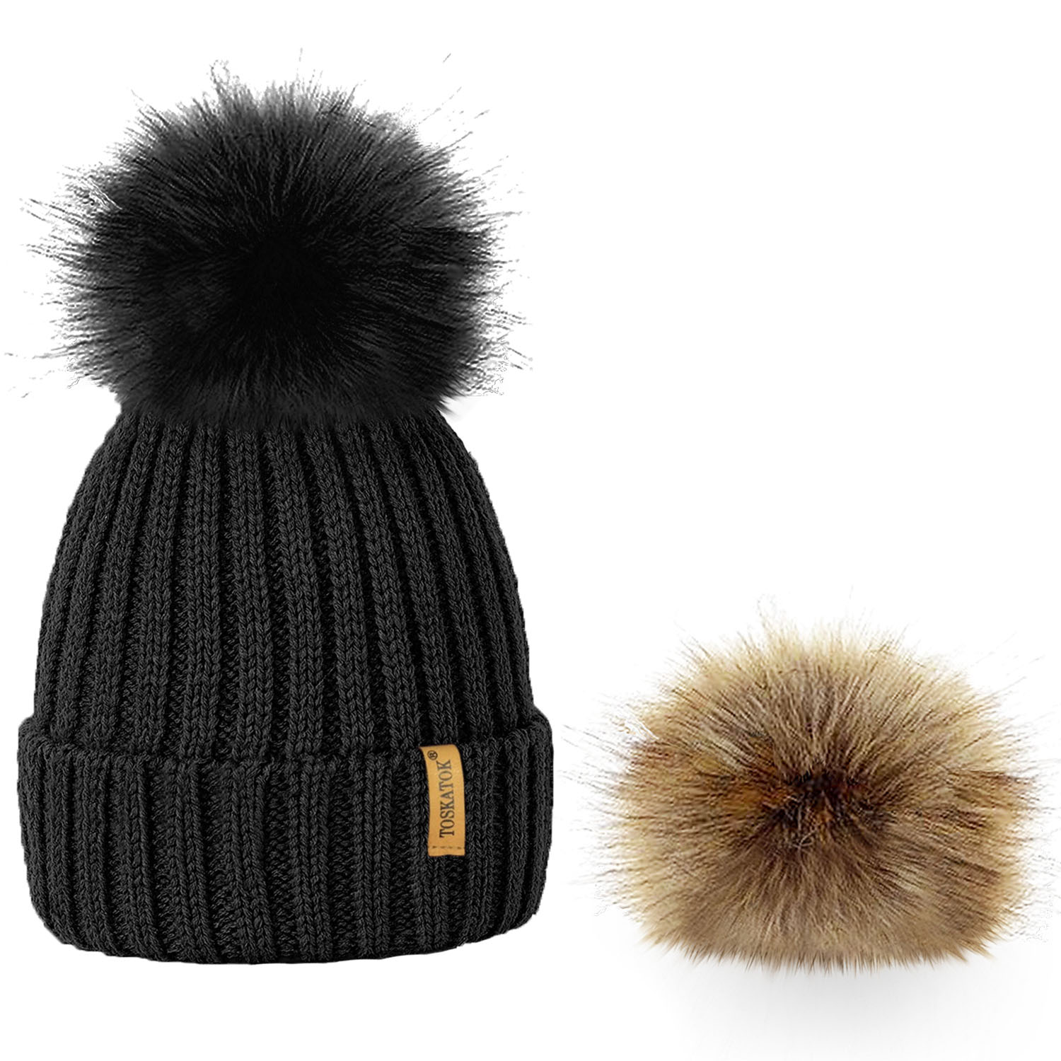 bobble hat with interchangeable bobbles