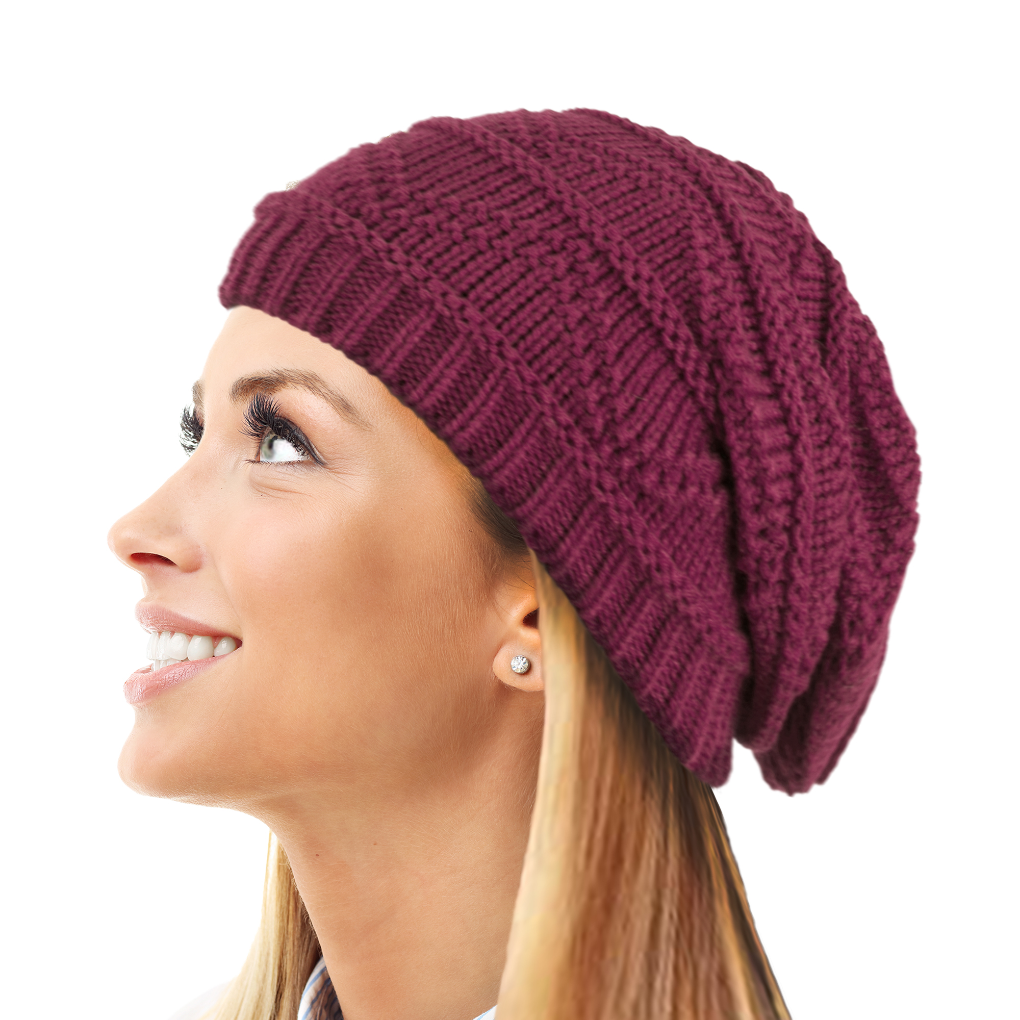 LADIES WOMENS SOFT WARM WINTER KNITTED SLOUCH OVERSIZE LONG FASHION BEANIE  HAT