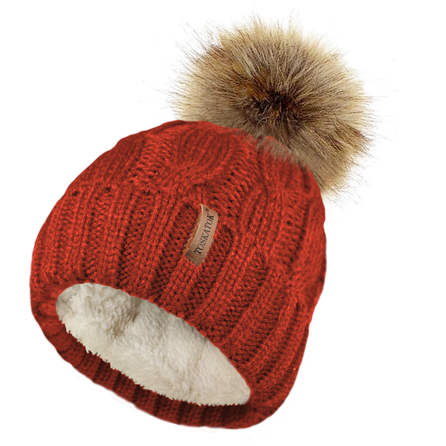 Bonnet D'hiver Femme Avec Pompon Amovible – Fausse Fourrure – Taille élastique Jusqu'à 60 Cm – Fil Acrylique Doux – Pour Ski, Randonnée, Quotidien
