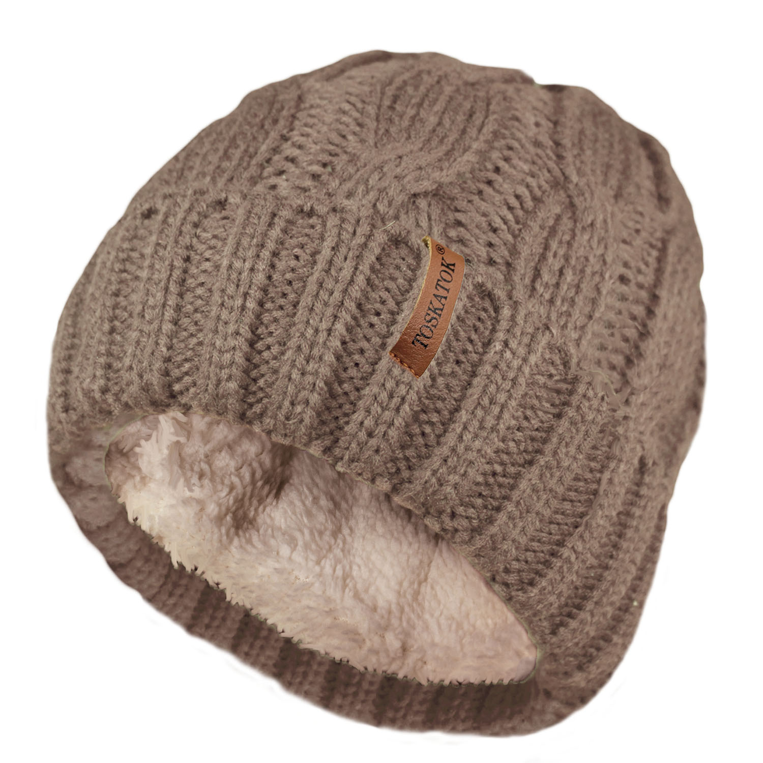 Soft Cable Knit Hat Fleece Lined Chunky Beanie Bobble Hat Detachable Pom Pom Ebay