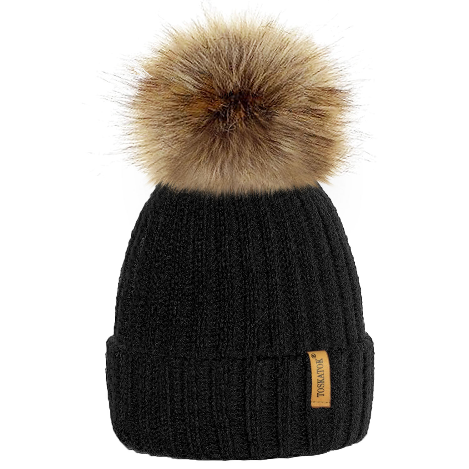 fur pom pom bobble hat
