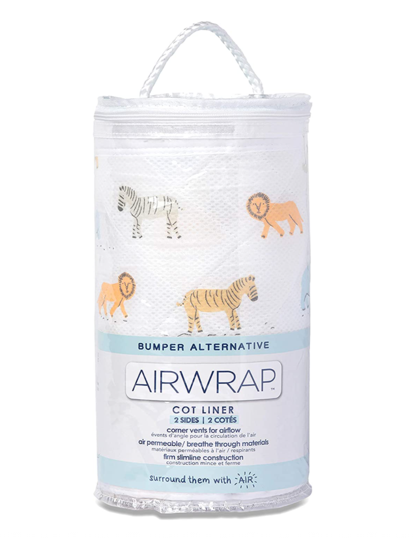 Airwrap 2 Sided Cot Bumper Starry Night Grey Pink Safari eBay