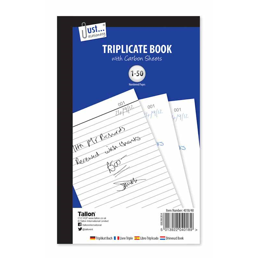 Triplicate Book A5 Full Sized Lined Numbered 50 Pages Paper Carbon