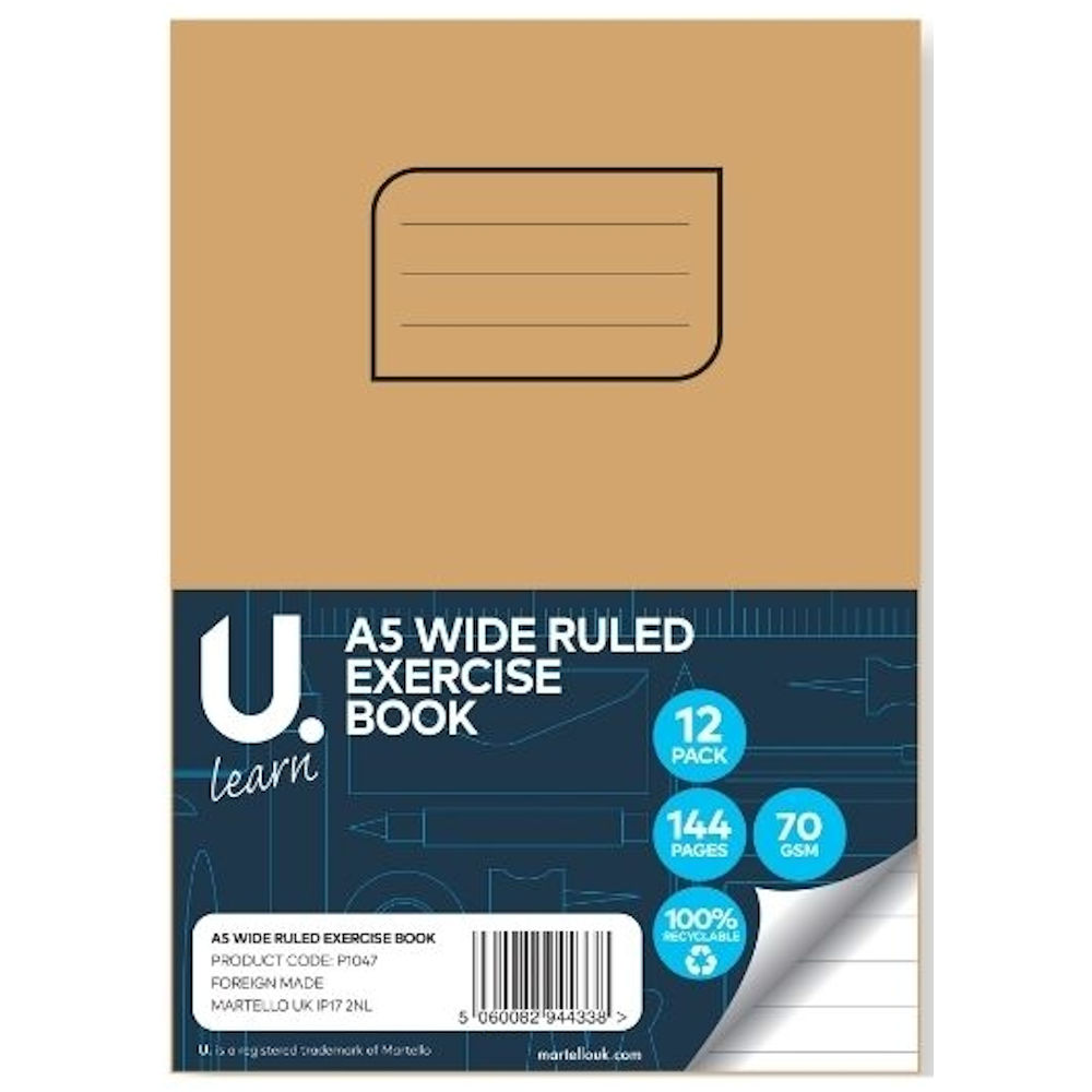 A5 Wide Ruled Exercise Book - Lined Paper Notebook Pad School Classroom Write - 1