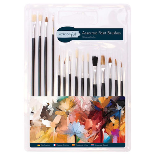 Assorted Paintbrushes - 15 Pack Paint Brushes Artist Crafts Acrylic Watercolour - 1