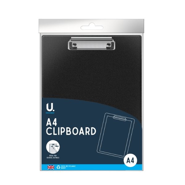A4 Clipboard - Black School Office Homework Professional Clasp - 1