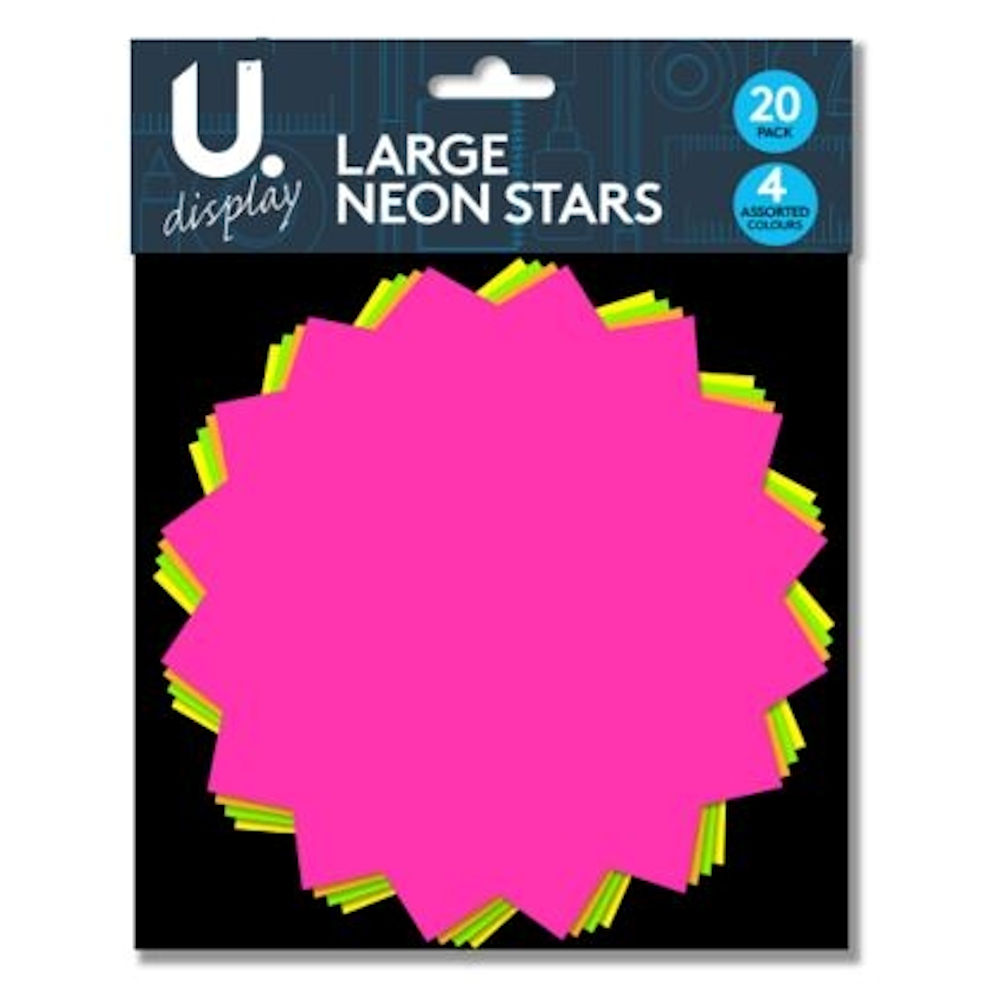 Neon Stars Large 20 Pack - Flash Cards Pricing Display 6