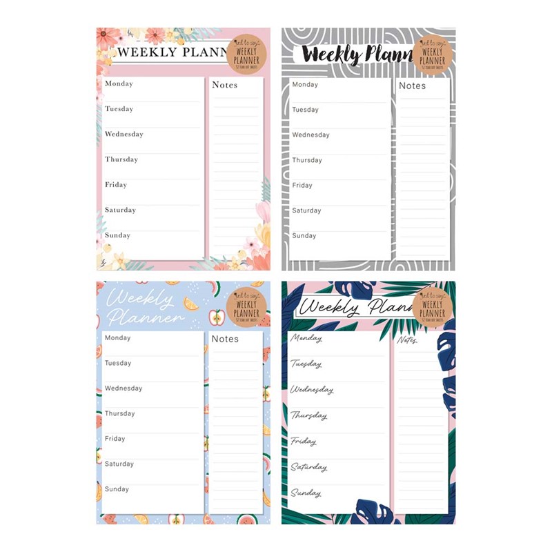 A4 Weekly Planner - Meal List To Do Shopping Desk Note Pad Home Office Plan - 1