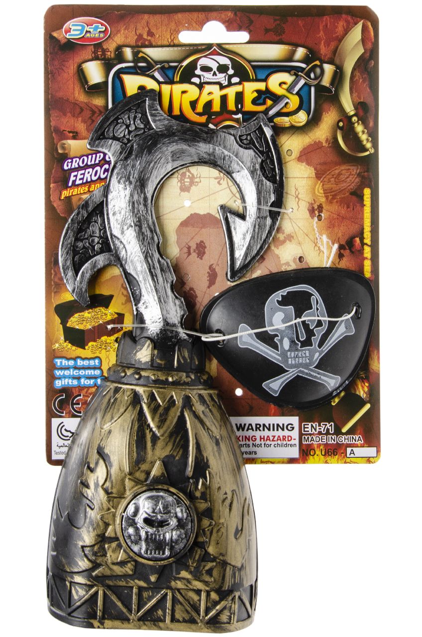 Gold Pirate Hook and Eyepatch | Costume Accessory | Fancy Dress Up | World Book  - 1