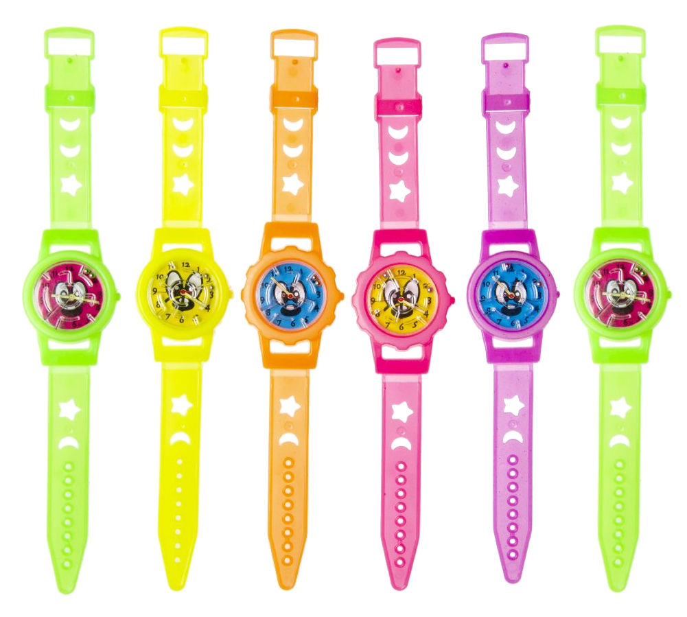 Neon Emoji Face Puzzle Watches | 6 Pack | Fun Party Bag Filler | Kids Loot Toy - 1