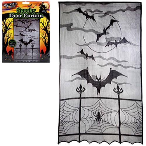 Halloween Bats Door Curtain - 102cm x 213cm Large Spooky Effect Party Decor - 1