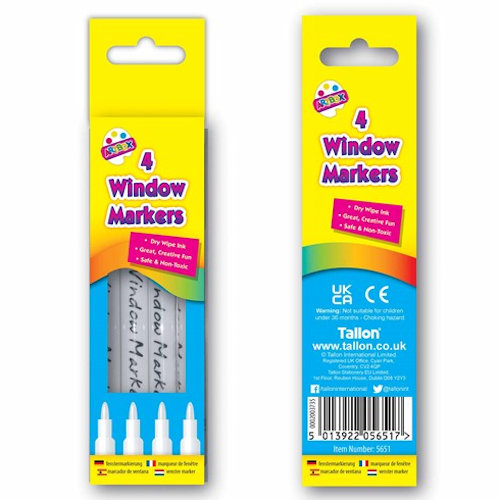 4 Window Markers - Bright Deal Fun Kids Adults Wipe Clean Draw Write Glass - 1
