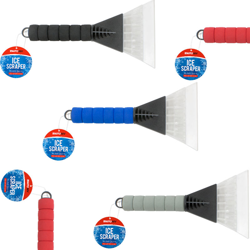 Heavy Duty Cushioned Ice Scraper - Assorted Colours Frost Car Window Windscreen - 1
