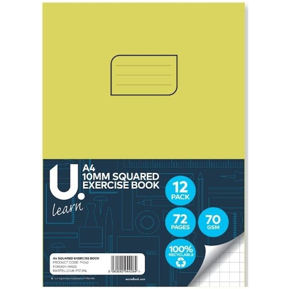 A4 Squared Exercise Book - Math Graph Paper Squares School Office Notebooks Pad - 1
