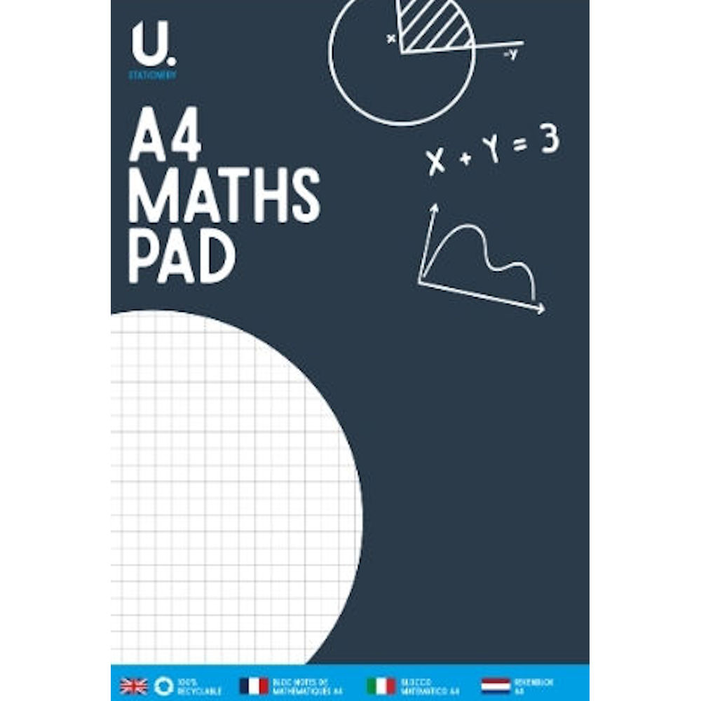 A4 Maths Paper - Quality School Grid Page Squared Notepad Graph Single Book 5mm - 1