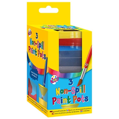 Paint Pots 3 Pack - Stationery Paints Painting Non Spill Kids Children Crafts - 1
