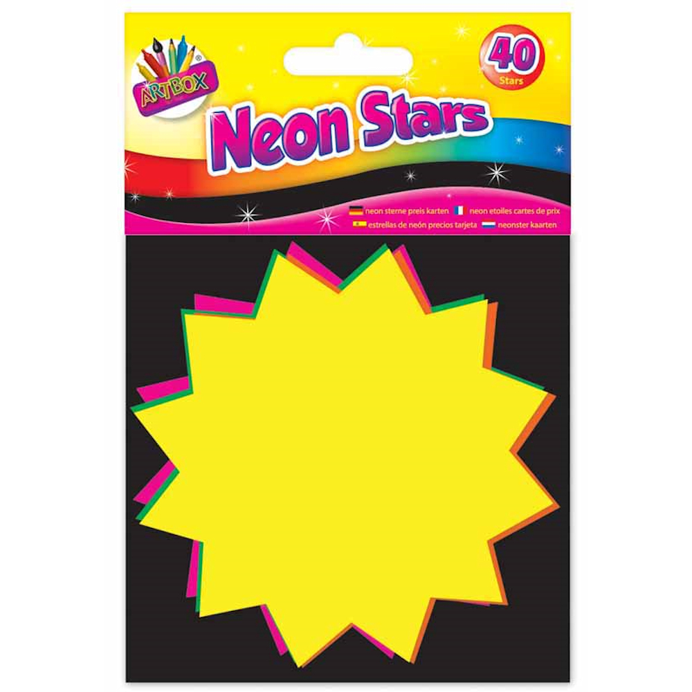 Neon Cards Fluorescent Stars Flash Price Display Tags Labels Shop Pricing