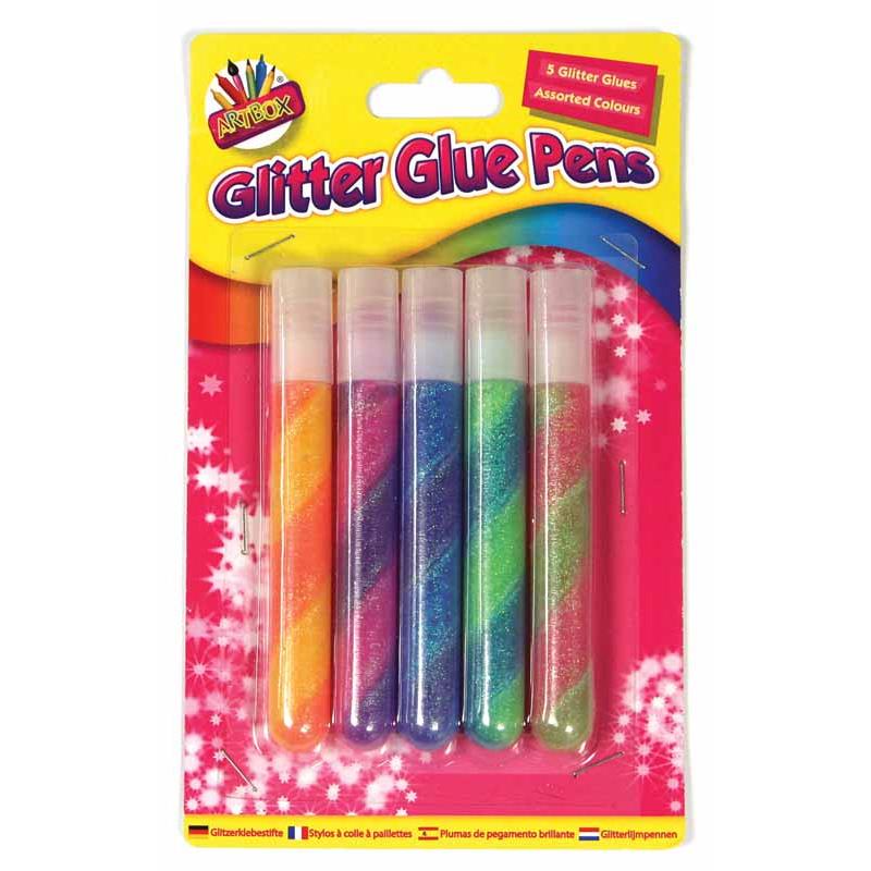 Artbox 5 Pack Swirl Glitter Glue Pens Crafts Art Creative Kids
