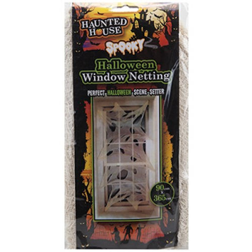 Halloween Spooky Window Netting - 90cm x 365cm Spooky Effect Party Decor Web - 1