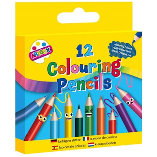 12 Half Sized Coloured Pencils - Bright Non Toxic Kids Colouring Small Childrens - 1