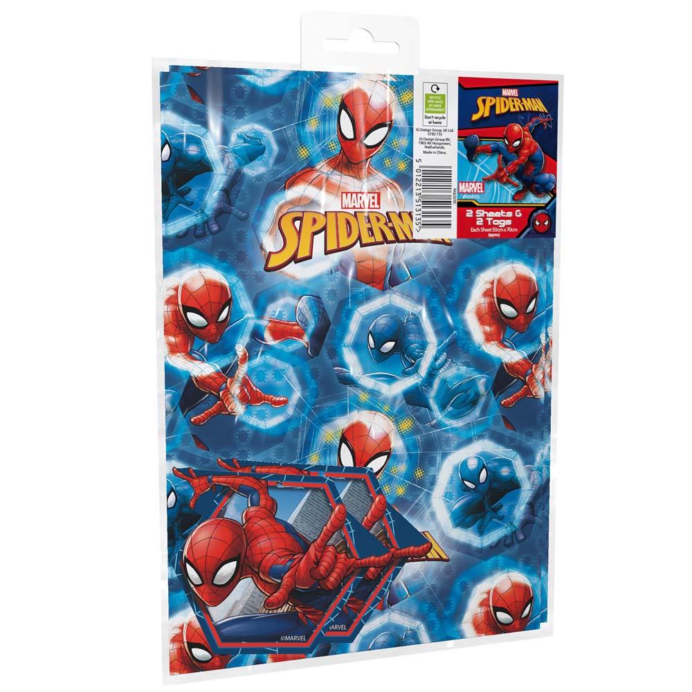 Giftwrap Sheets Spiderman - Tags Wrapping Paper Birthday Gifts Presents Fun - 1