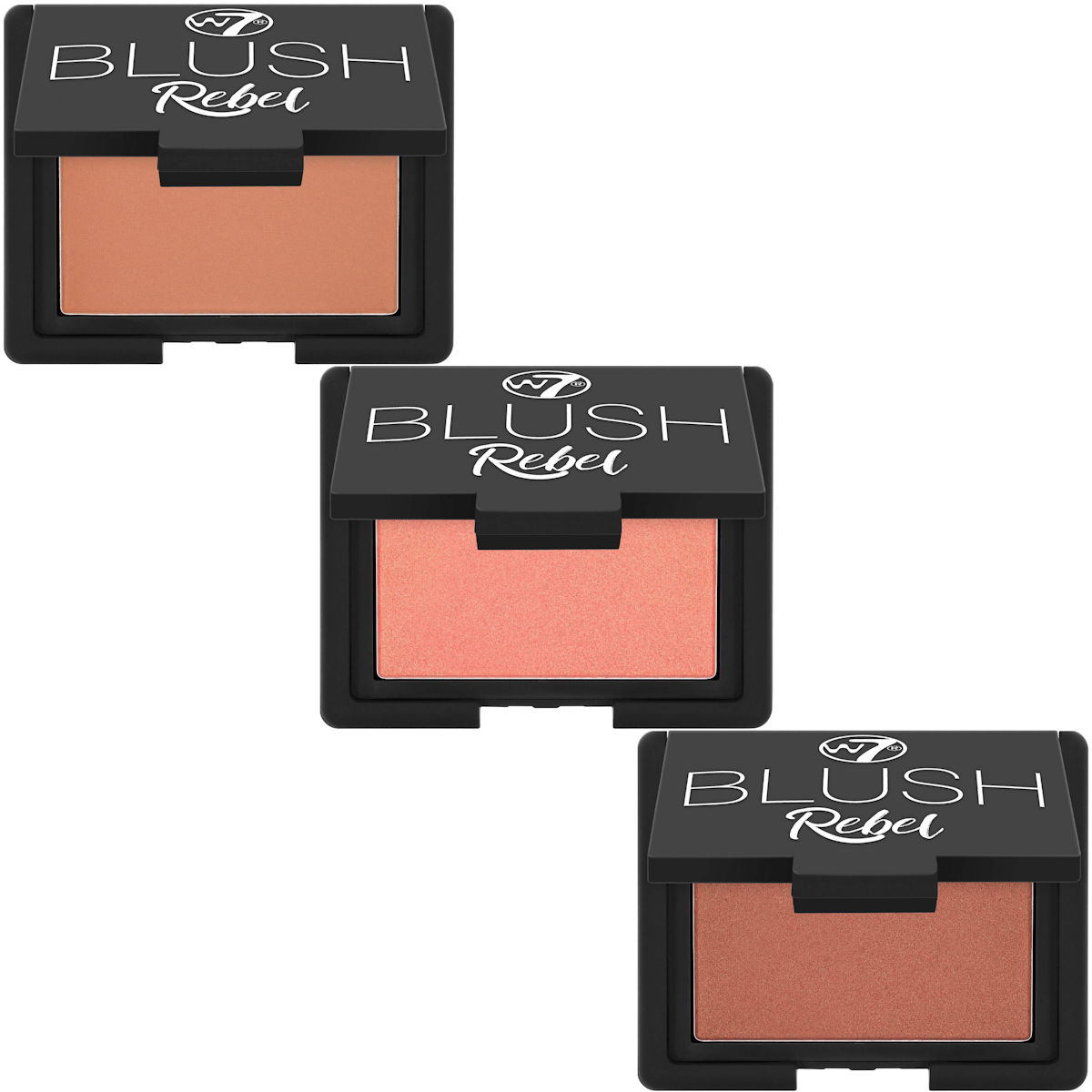W7 Blush Rebel Blusher - Face Blusher Pink Peach Bronze Contour Powder Lasting - 1