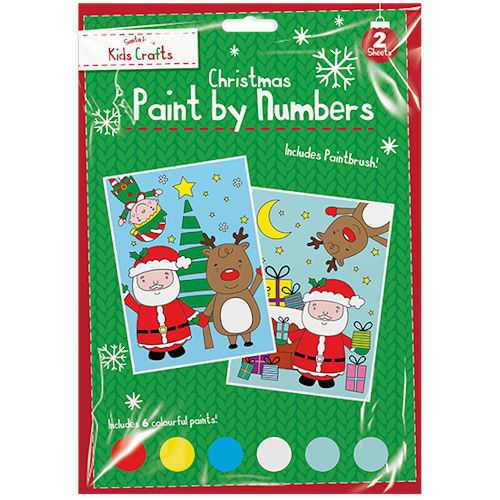 Christmas Paint By Numbers - Paints Painting Paintbrush Xmas Pack Kids Child - 1