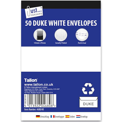 Sobres de relleno y sello blancos a granel Duke - suministros de correo de calidad para oficina de negocios - Imagen 1 de 5