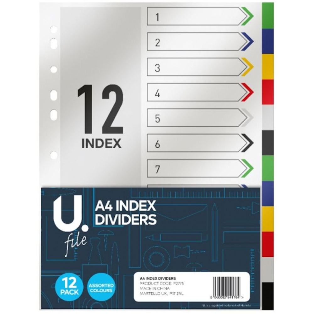 A4 Index Dividers - 12 Pages Pastel Colours School Homework Project Filing  - 1