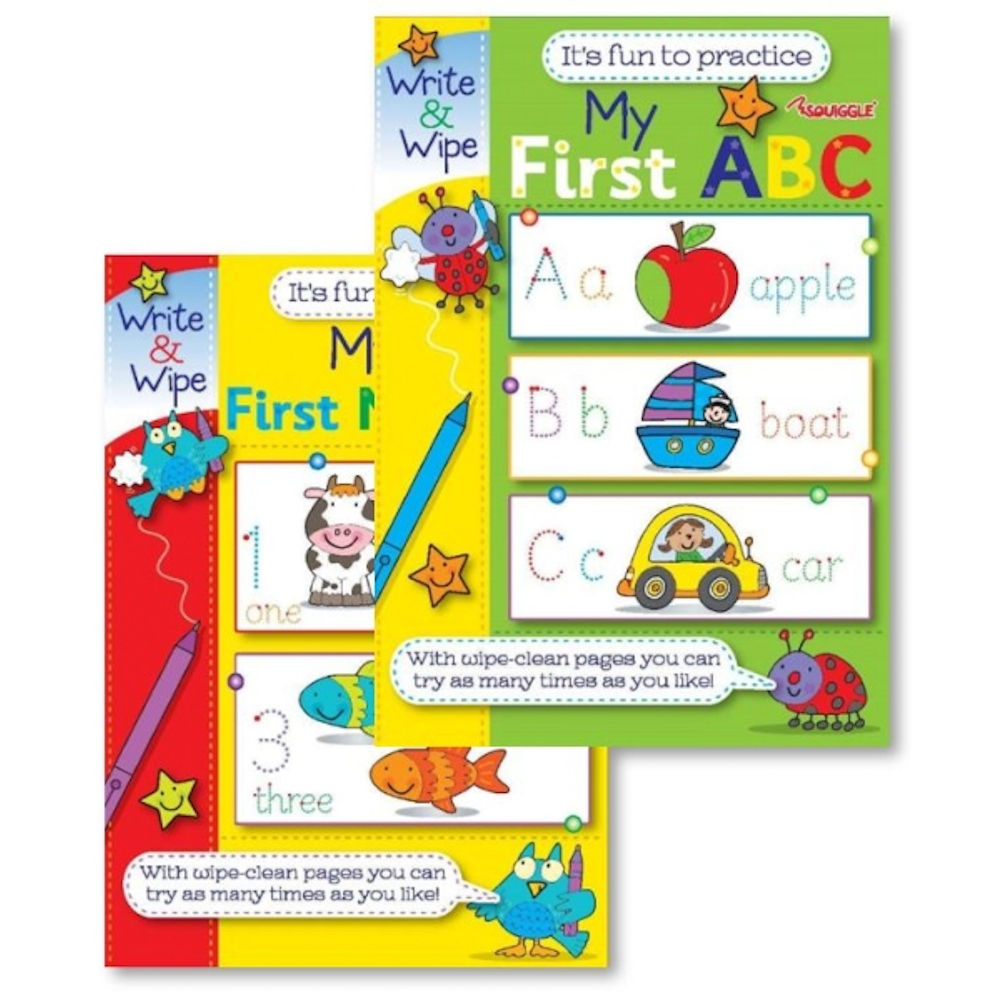 My First Numbers ABC Write & Wipe Books - 2 Pack Kids Children Activity Fun - 1