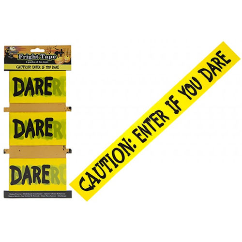 Halloween Printed Fright Tape - 3m 3 Pack Bright Yellow Spooky Scary Decoration - 1